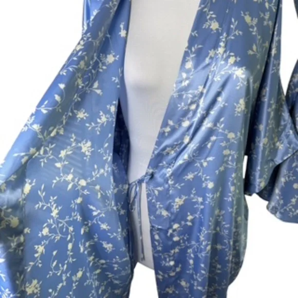 Morgan Taylor Intimates Light Blue/White Floral Robe and Short Gown Size L - Picture 5 of 12
